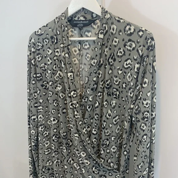 Norma Kamali Animal Print Faux Wrap Dress - Picture 4 of 7